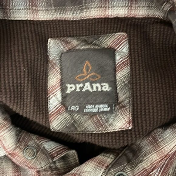 PRANA Asylum Plaid flannel thermal lined Shacket brown outdoor camping organic - Picture 5 of 6